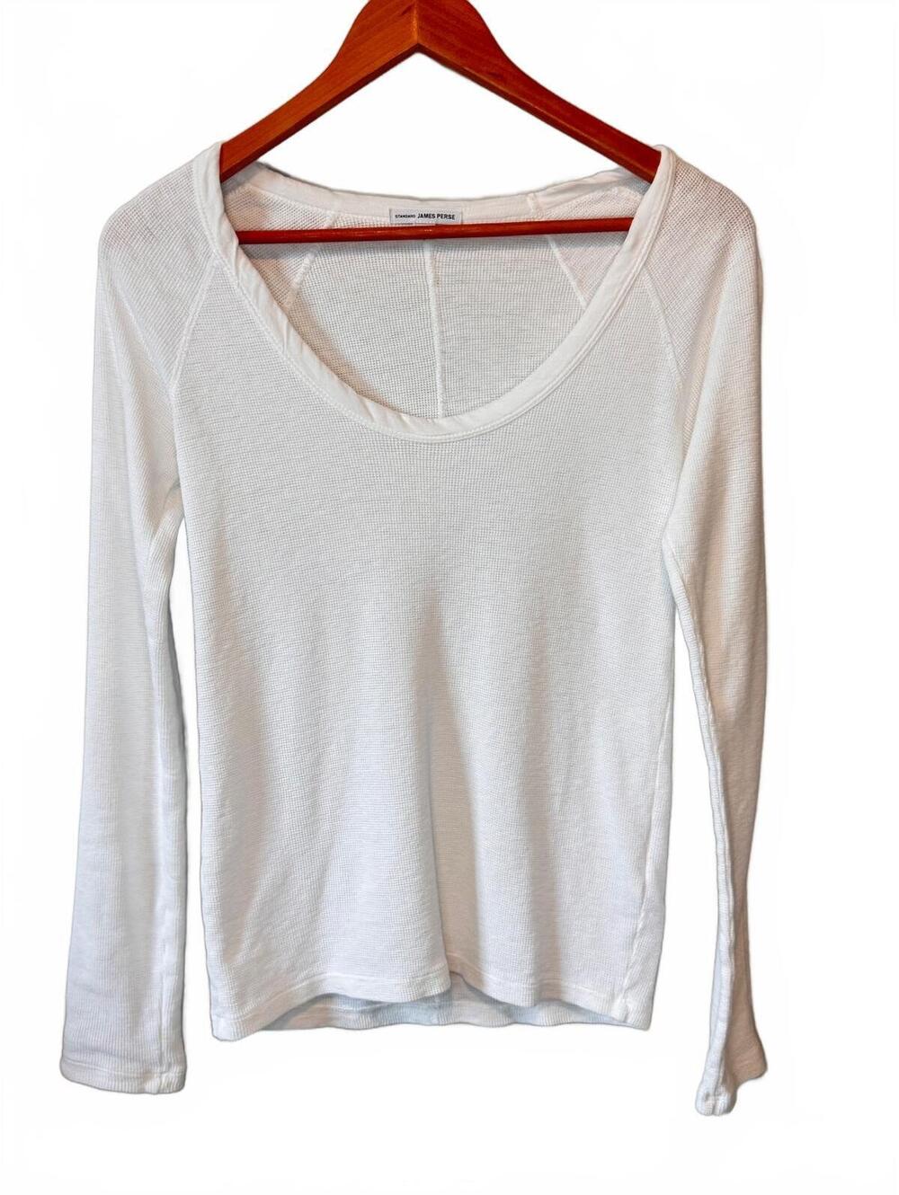 JAMES PERSE | Standard Thermal Waffle Knit Top White | Size 2 (S) | Long Sleeve